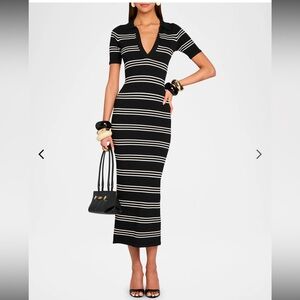 SER.O.YA Striped Knot Maxi ‘Sam’ Black and White Striped Dress